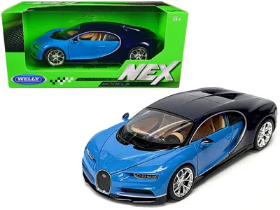 Welly Bugatti Chiron Blue & Dark Blue Two-tone Nex Models Series 1-24 Diecast Model Car