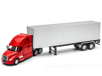 Welly Freightliner Cascadia Truck Red With Gray Container "transporter" Series 1/32 Diecast Model By