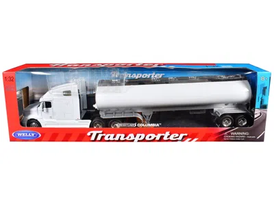 Welly Freightliner Columbia Truck White With White Tanker Trailer "transporter" Series 1/32 Diecast Model