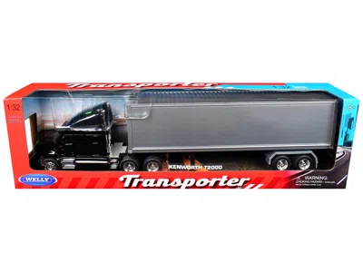 Welly Kenworth T2000 Truck Black With Gray Container "transporter" Series 1/32 Diecast Model By  In Silver