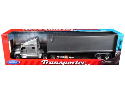 Welly Kenworth T2000 Truck Silver Metallic With Gray Container "transporter" Series 1/32 Diecast Model By 