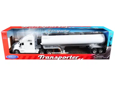 Welly Kenworth T2000 Truck White With White Tanker Trailer "transporter" Series 1/32 Diecast Model By Well In Multi