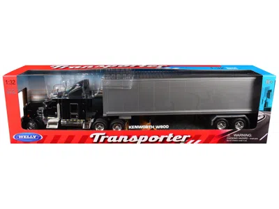 Welly Kenworth W900 Truck Black With Gray Container 1/32 Diecast Model By