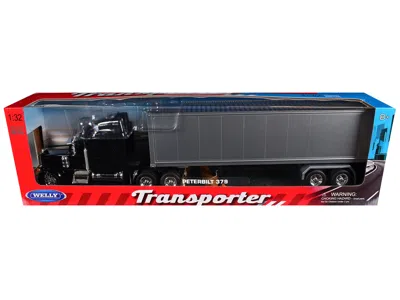 Welly Peterbilt 379 Truck Black With Silver Container "transporter" Series 1/32 Diecast Model By  In Gray