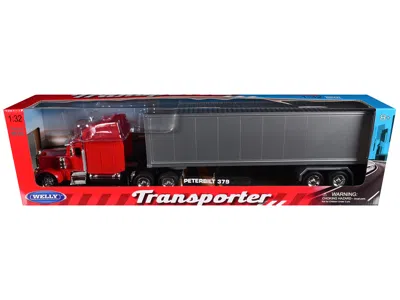 Welly Peterbilt 379 Truck Red With Silver Container "transporter" Series 1/32 Diecast Model By  In Gray