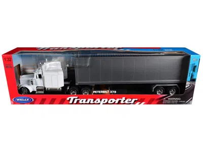 Welly Peterbilt 379 Truck White With Silver Container "transporter" Series 1/32 Diecast Model By  In Red