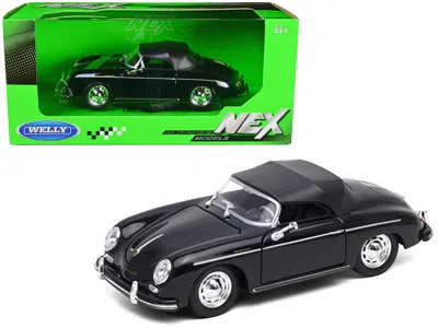 WELLY PORSCHE 356A SPEEDSTER SOFT TOP BLACK "NEX MODELS" SERIES 1/24 DIECAST MODEL CAR BY WELLY