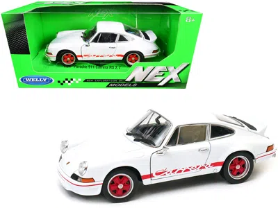 Welly Porsche 911 Carrera Rs 2.7 White With Red Stripes "nex Models" 1/24 Diecast Model Car By  In Multi