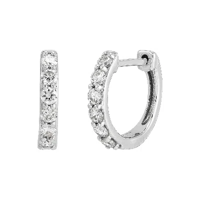 Pre-owned Welry 1/4 Cttw Diamond 10mm Huggie Hoop Earrings In 10k White Gold In H-i