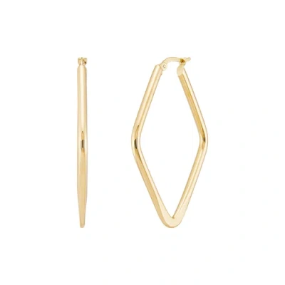 Pre-owned Welry 14k Yellow Gold Diamond-shaped Tube Hoop Earrings