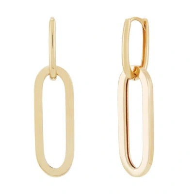 Pre-owned Welry 14k Yellow Gold Oval Paperclip Drop Earrings