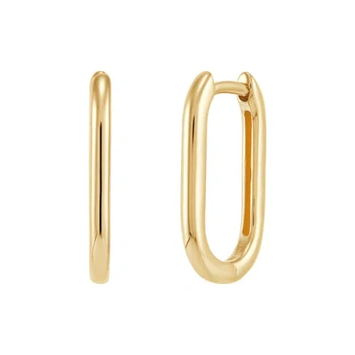 Pre-owned Welry 18mm Oval Hoop Earrings In 14k Yellow Gold