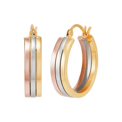 Pre-owned Welry 20mm Three-tone Triple Hoop Earrings In 14k Gold In Multi