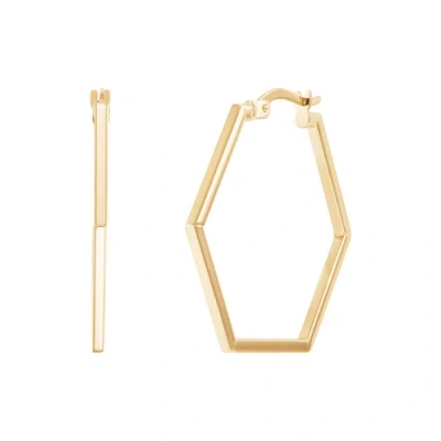 Pre-owned Welry 30mm Hexagon Hoop Earring In 14k Yellow Gold