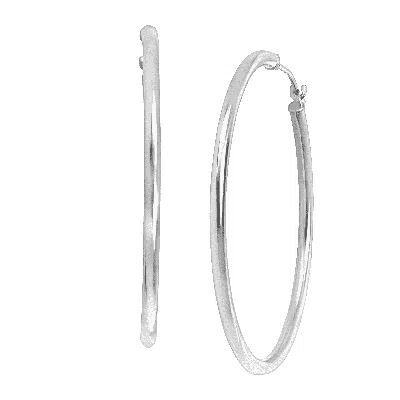 Pre-owned Welry 40mm Tube Hoop Earrings In 14k White Gold