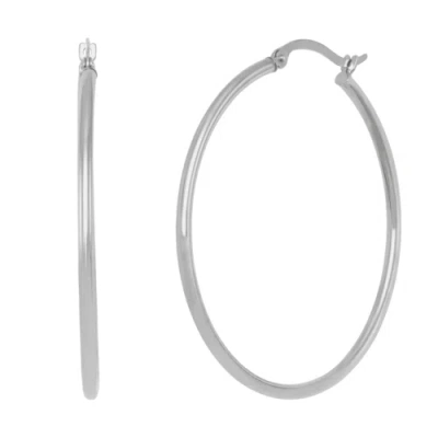 Pre-owned Welry 42mm Hoop Earrings In 14k White Gold