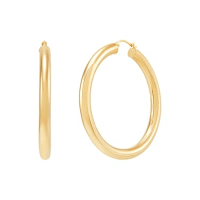 Pre-owned Welry 50mm Polished Tube Hoop Earrings In 14k Yellow Gold
