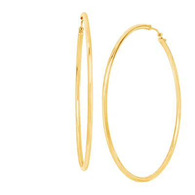 Pre-owned Welry 60mm Round Hoop Earrings In 14k Yellow Gold