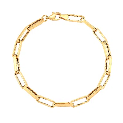 Pre-owned Welry Paperclip Chain Link Bracelet In 14k Yellow Gold, 7.5"