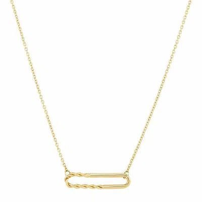 Pre-owned Welry Paperclip Pendant Necklace In 14k Yellow Gold, 16.5"