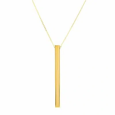 Pre-owned Welry Polished Bar Drop Bar Pendant Necklace In 14k Yellow Gold, 18"