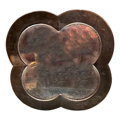 Pre-owned Wendell August Forge 1970s Swirled Clover Silver Plate Bar Service Tray In Black