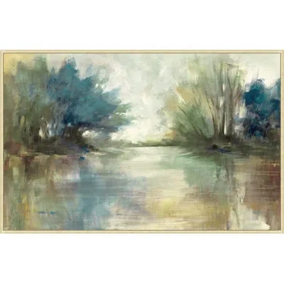 Wendover Art Group A Bright Tomorrow - Floater Frame Painting On Canvas In Blue;brown;green
