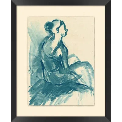 Wendover Art Group A Dancer Study 7 - Picture Frame Drawing Print On Paper In Blue;beige