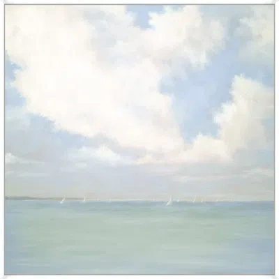 Wendover Art Group A Day Of Sailing 2 - Floater Frame Print On Canvas In Blue,white