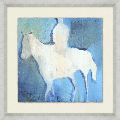 Wendover Art Group Abstract Horse Study 10 - Picture Frame Painting On Paper In Blue;white