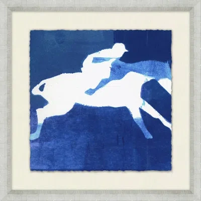Wendover Art Group Abstract Horse Study 13 - Picture Frame Painting On Paper In Blue;white