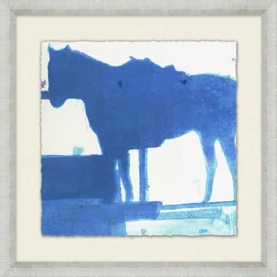 Wendover Art Group Abstract Horse Study 14 - Picture Frame Painting On Paper In Blue;white