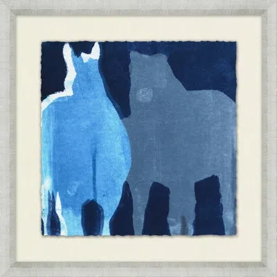 Wendover Art Group Abstract Horse Study 6 - Picture Frame Painting On Paper In Blue