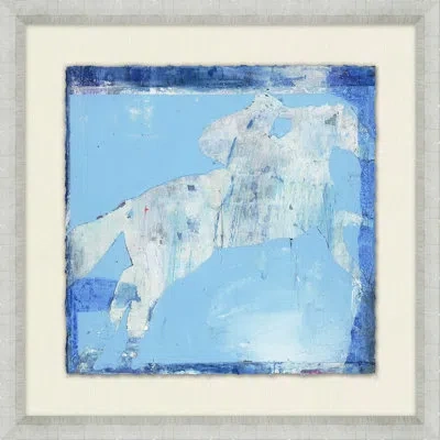 Wendover Art Group Abstract Horse Study 7 - Picture Frame Painting On Paper In Blue;white