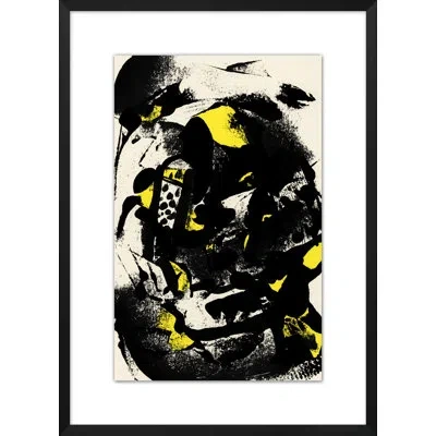 Wendover Art Group Abstract Marks 2 By Christopher Kennedy - Picture Frame Painting On Paper In Black;yellow;cream
