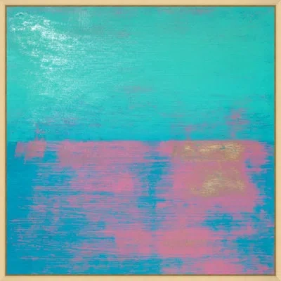 Wendover Art Group Abstract Pop 3 By Christopher Kennedy - Floater Frame Painting On Canvas In Blue;pink;turquoise