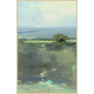 Wendover Art Group Across The Hills Triptych 1 - Floater Frame Print On Canvas In Dark Green,yellow