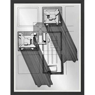 Wendover Art Group Aerial Architectural Plans 1 - Picture Frame Drawing Print On Metal In Black;gray