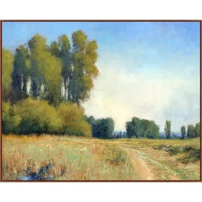 Wendover Art Group Afternoon Path - Floater Frame Painting On Canvas In Blue;white;green