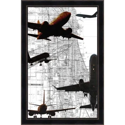 Wendover Art Group Airplane Map 1 By Thom Filicia - Picture Frame Painting On Paper In Black;gray;tan