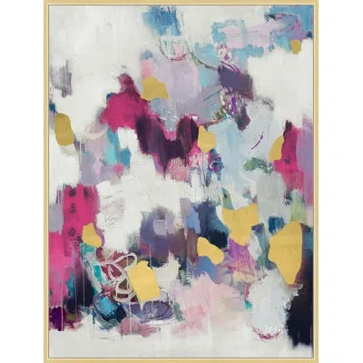 Wendover Art Group All About Color 1 - Floater Frame Print On Canvas In Blue,pink,yellow