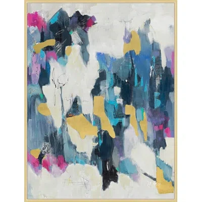 Wendover Art Group All About Color 2 - Floater Frame Print On Canvas In Blue,cream,yellow,black
