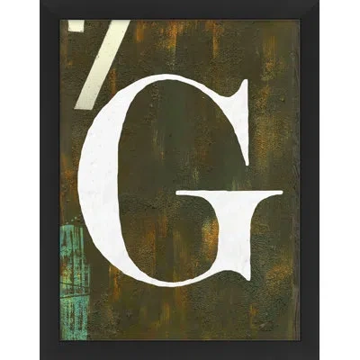 Wendover Art Group Alphabet "g" - Picture Frame Textual Art On Paper In White;beige;dark Green