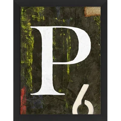 Wendover Art Group Alphabet "p" - Picture Frame Textual Art On Paper In White;green;smoke