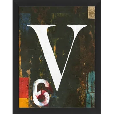 Wendover Art Group Alphabet "v" - Picture Frame Textual Art On Paper In Black;white
