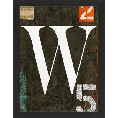 Wendover Art Group Alphabet "w" - Picture Frame Textual Art On Paper In Black;white;smoke