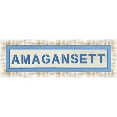 Wendover Art Group Amagansett - Picture Frame Panoramic Textual Art In Blue