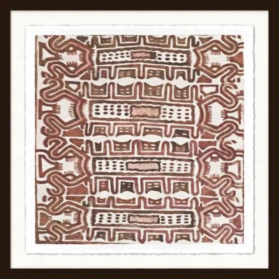 Wendover Art Group Ancient Pattern Study 5 - Picture Frame Painting On Paper In Red
