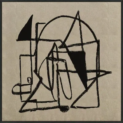 Wendover Art Group Architect Scribbles 1 By Christopher Kennedy - Floater Frame Painting In Black;sand