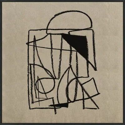 Wendover Art Group Architect Scribbles 2 By Christopher Kennedy - Floater Frame Painting In Black;sand